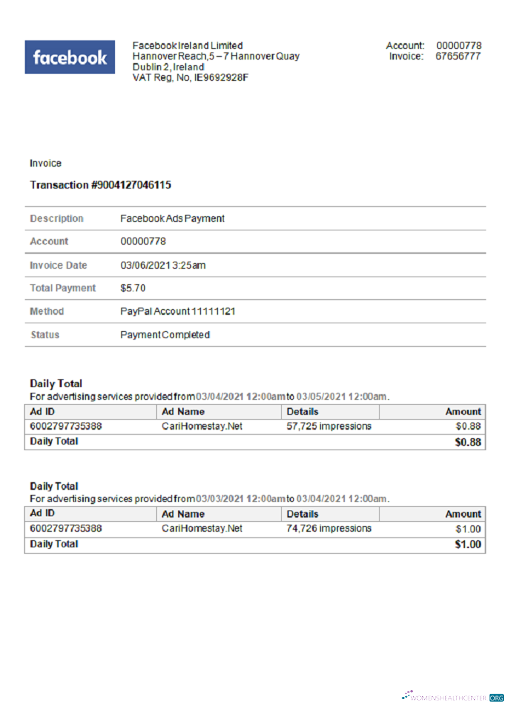 Download USA Facebook invoice Photoshop template